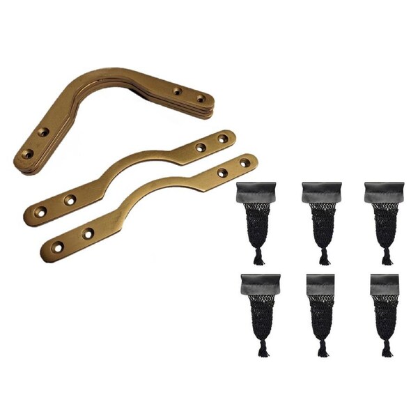 Pool Snooker Billiard Table Black Nylon Pockets + Leatherette Nets + GOLD Brackets Repair Kit