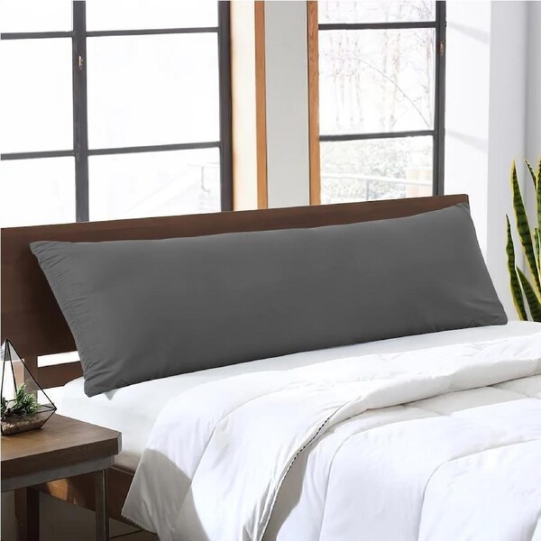 LINENOVA 2000TC Body Pillowcase Long Body Pillow Cover - 1 Pack Dark Grey
