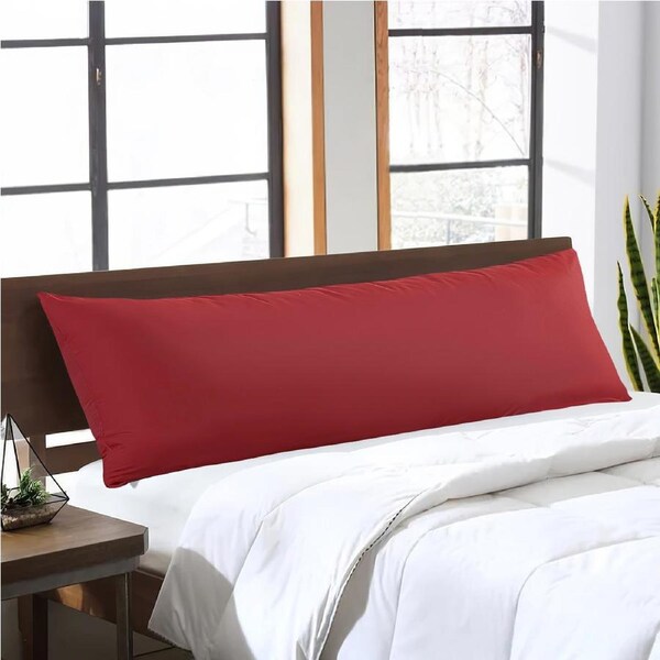 LINENOVA 2000TC Body Pillowcase Long Body Pillow Cover - 1 Pack Burgundy