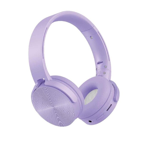 Laser Wireless Foldable Bluetooth Headphones Purple - 15-Hour Playtime - Voice Assistant Compatible - MicroSD Slot - Lightweight & Comfortable On-Ear Design