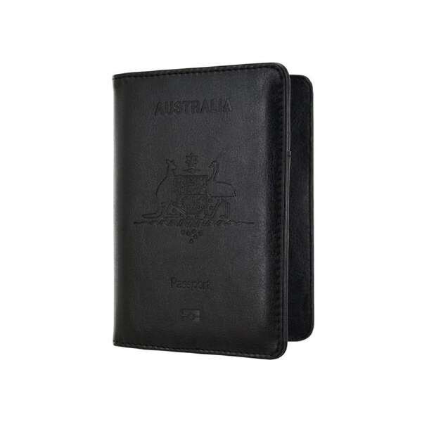 Slim PU Leather Travel Passport Wallet Holder RFID Blocking ID Card holder Black