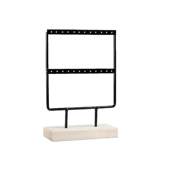 Earring Holder for 12 pairs Jewelry Organizer Stand Earring Display Earring Organizer Stand Earring Holder Jewelry Stand Holder with Wooden Tray/Dish for Earrings Display Home Use Black