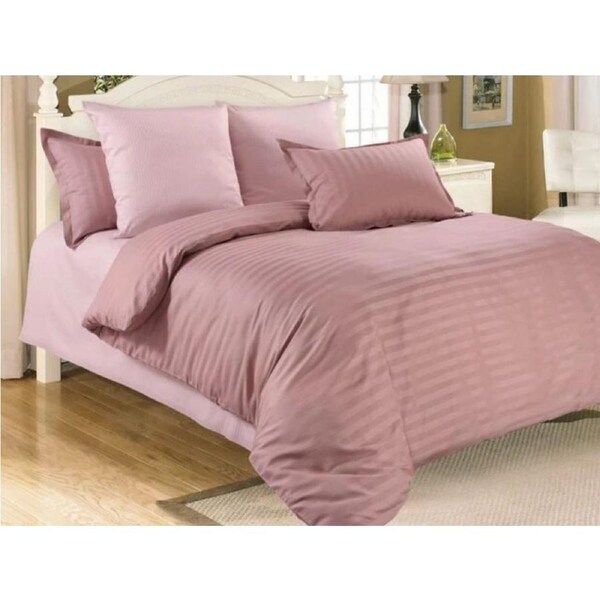 Lux 400TC 100% Cotton Sateen Striped Quilt Cover Set King in Pink