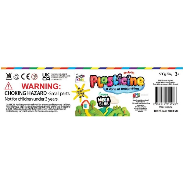 Plasticine 500 Gram Block - Green