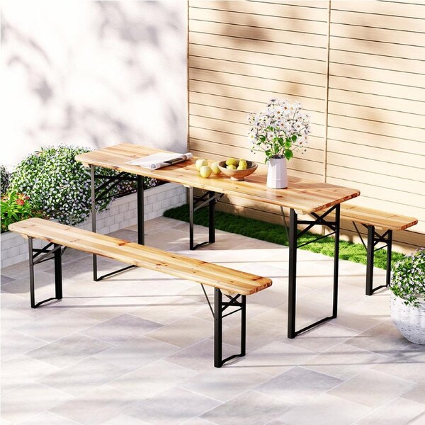 3PCS Gardeon Outdoor Dining Set Lounge Setting Patio Furniture Wooden Bench