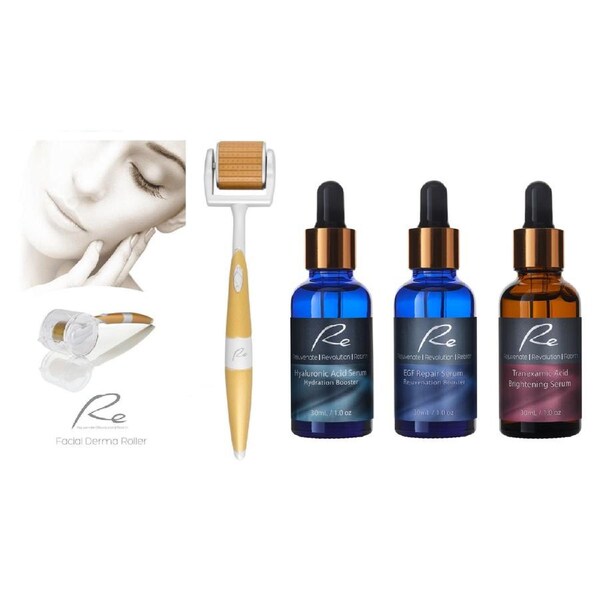 Re Eye & Face Derma Roller with Hyaluronic + EGF + Tranexamic Serum