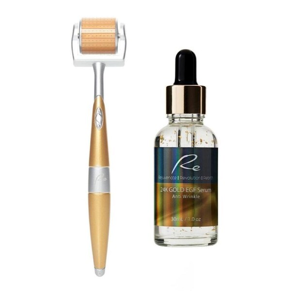 Re Eye & Face Derma Roller with 24K Gold Serum