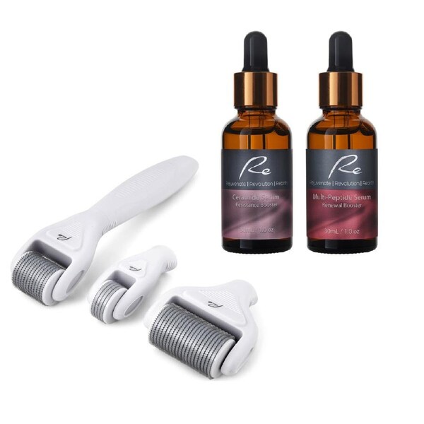 Re Derma Roller All In One Set + Ceramide Serum + Multi-Peptide Serum