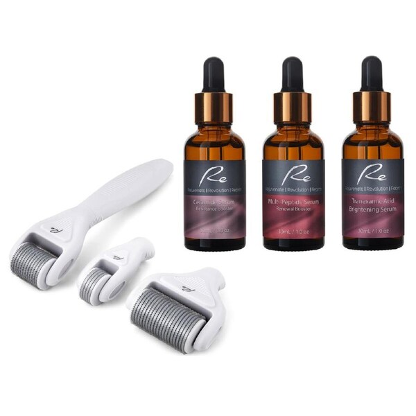 Re Derma Roller All In One Set + Ceramide Serum + Multi-Peptide Serum + Tranexamic Acid Serum