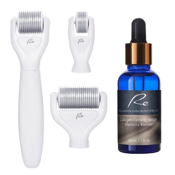 Micro-Needle Face & Body DERMA ROLLER 3 PIECE SET & Collagen Firming Serum 30ml