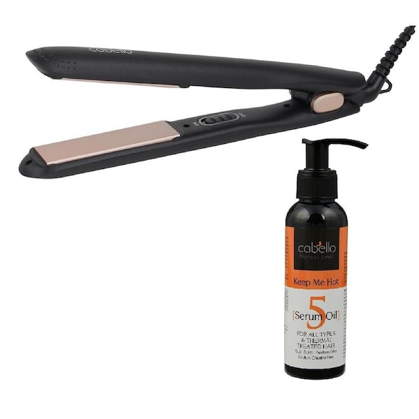 Cabello Silk Smooth Styler (Black) + Serum Oil 'Keep Me Hot' - Combo