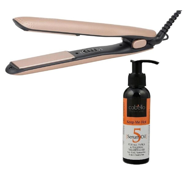 Cabello Silk Smooth Styler (Gold) + Serum Oil 'Keep Me Hot' - Combo