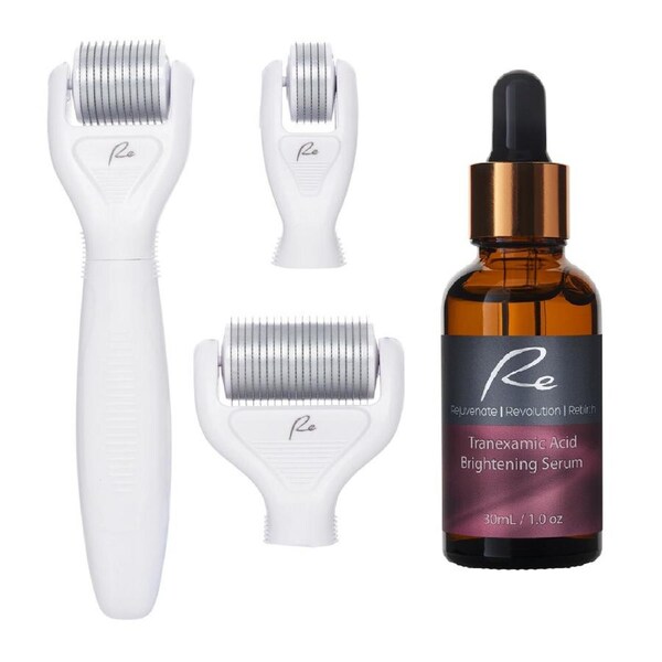 Micro-Needle Face & Body DERMA ROLLER 3 PIECE SET & Tranexamic Acid Serum 30ml