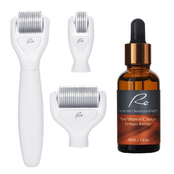 Micro-Needle Face & Body DERMA ROLLER 3 PIECE SET & Vitamin C Serum 30ml