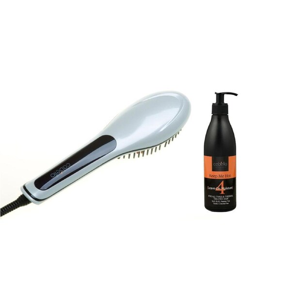 Cabello Glow Straightening Brush with Leave On Moisture 'Keep Me Hot' - White