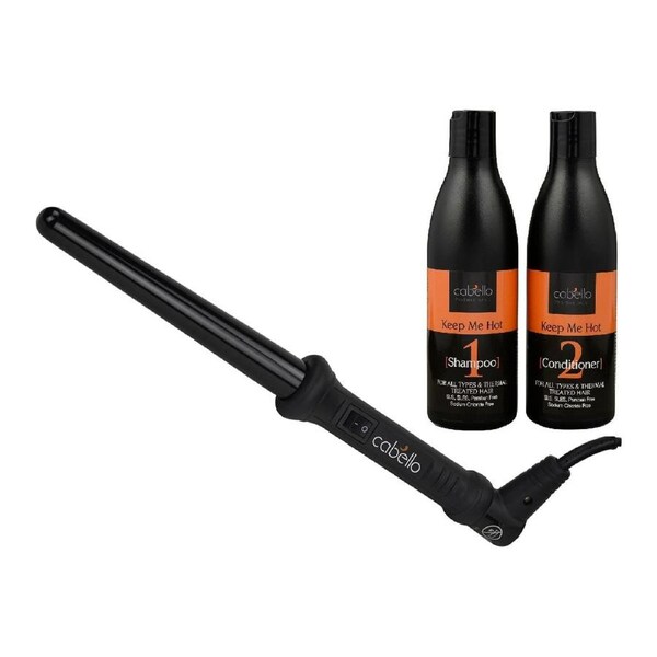 Cabello Tapered Curling Iron + Shampoo & Conditioner 'Keep Me Hot'