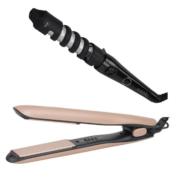 Cabello Silk Smooth Styler (Gold) & Voluminous Curler - Combo