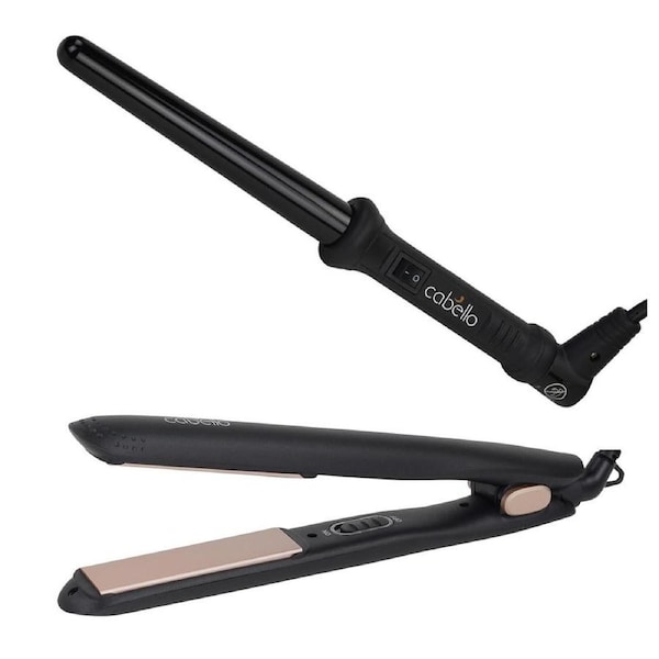 Cabello Silk Smooth Styler (Black) & Tapered Curler - Combo