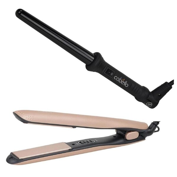 Cabello Silk Smooth Styler (Gold) & Tapered Curler - Combo
