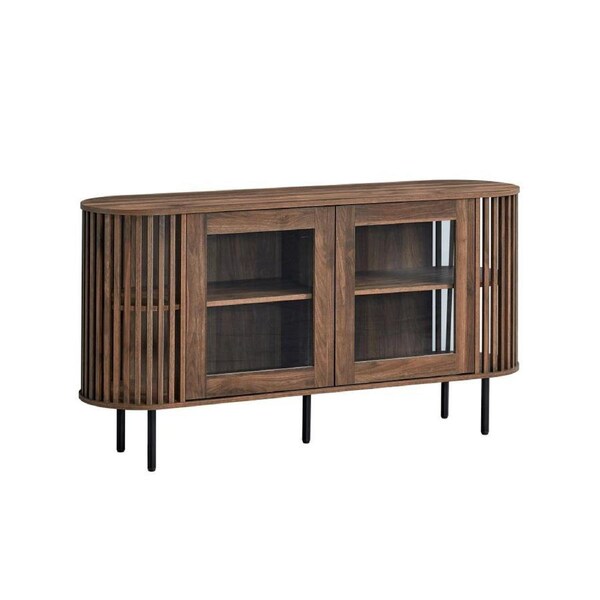 Lenora Buffet Unit Sideboard Credenza Cabinet 148cm 2 Doors Slat Walnut