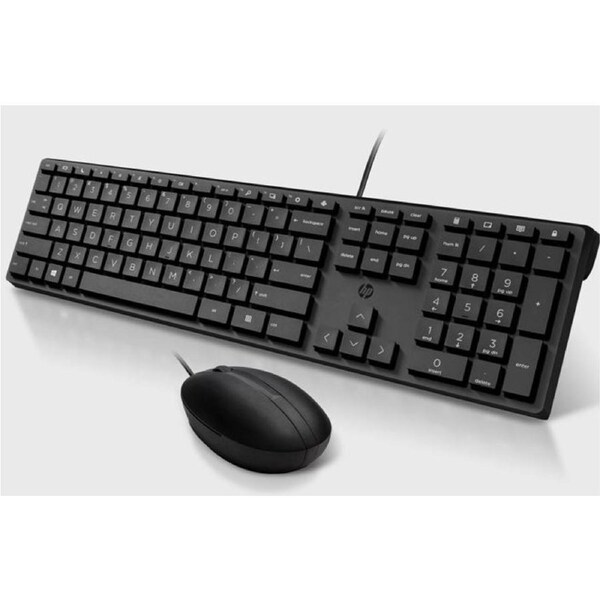 HP 225 USB Wired Keyboard Mouse Combo for Business - Full-Sized USB 3.0 Type-A Comfotable Reliable Ergonomic Plug & Play Over 50% Recycled Material