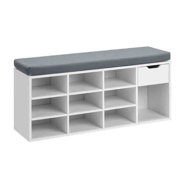 Colton Shoe Cabinet Seat Bench 1 Drawer White