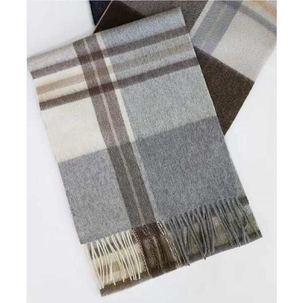 100% Wool Scarf Grey Check