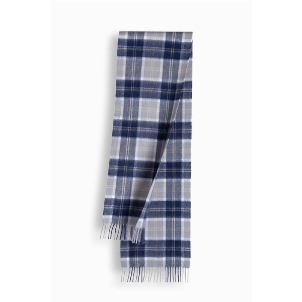 100% Wool Scarf Navy Ivory Check