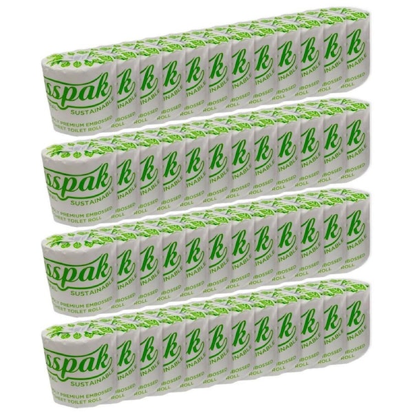 48pc Gusspak Eco Friendly Embossed 2 Ply 400 Sheet Wrapped Toilet Paper Rolls