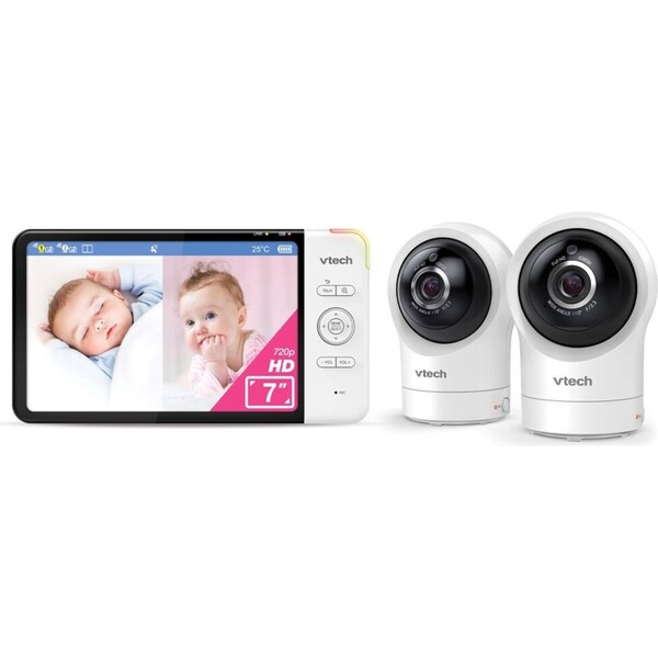 VTech 2-Camera 7 Inch HD Pan & Tilt Video Baby Monitor With Remote Access 720p
