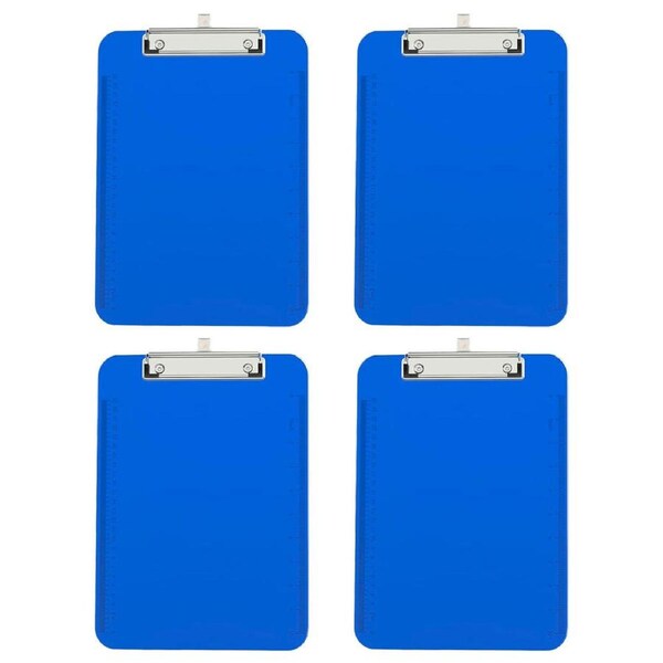 4PK Gusspak Plastic Clipboard A4 Paper - Transparent Blue w/Ruler (25cm/10")