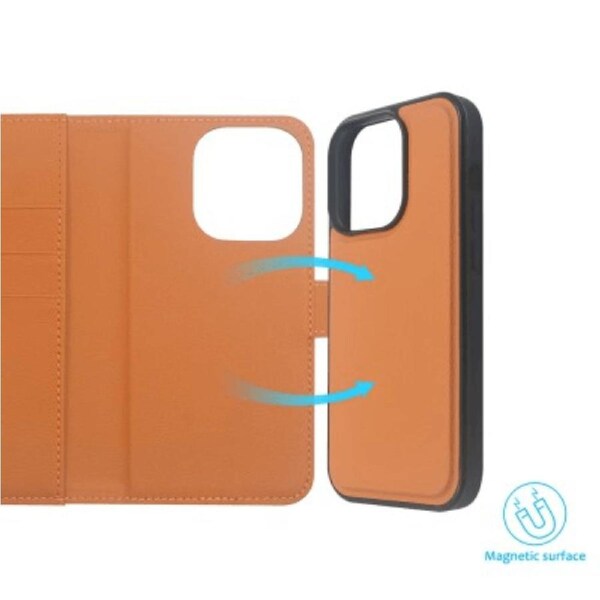 iPhone 14 Pro Compatible Case Cover With 2-in-1 Flip Leather Wallet - Black