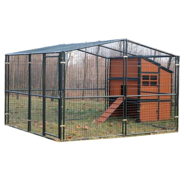 Flyline Guardian Pine Chicken Coop Cage with Walk In Pen Run