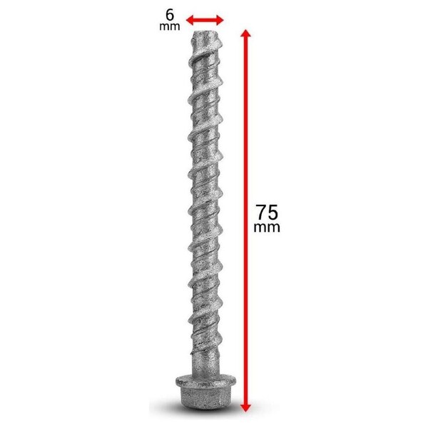 Screw Bolt - Galvanised - 6 x 75mm