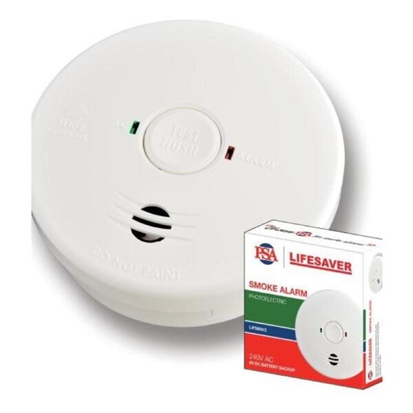 PSA Smoke Alarm Photoelectric 240vac with 9v Battery Back-up