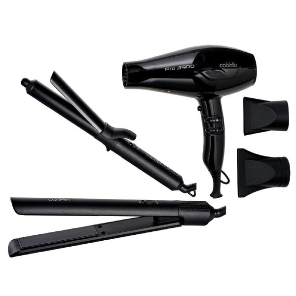 Cabello Pro 3900 Hair Dryer + Flair Hair Straightener + Chic Curling Tong