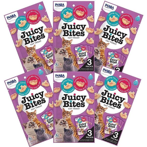 INABA Cat Juicy Bites Shrimp & Seafood Mix 34G X 6 Packs Cat Treats