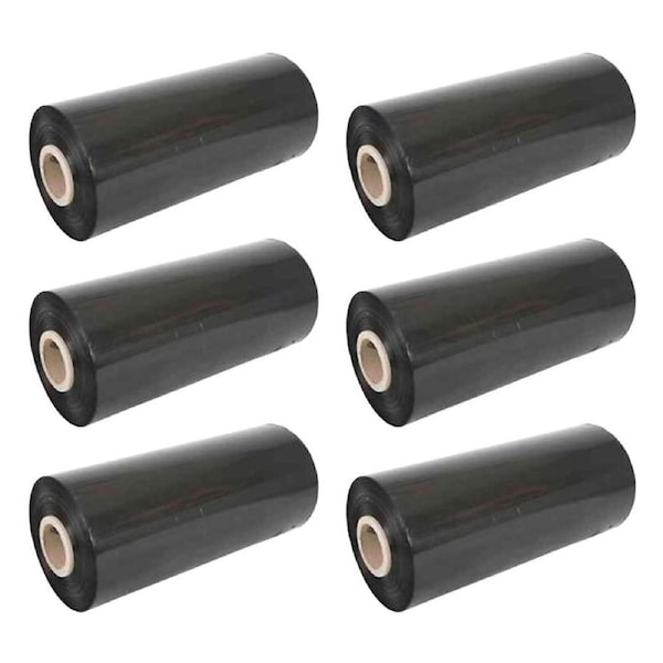 6pc Gusspak Premium Heavy-Duty Stretch Wrap Black Packing Film 50cm x 226m