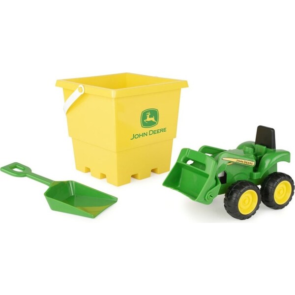 John Deere 15cm Sand Pit Bucket Set: Green Tractor w/Square Bucket & Shovel 18M+