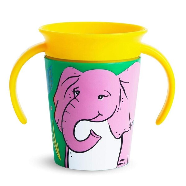 Munchkin 177ml Miracle 360° Wild Love Trainer Drink Cup Baby/Toddler 6m+ - Elephant Design