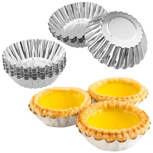 20 Pack Aluminum Alloy Handmade Egg Tart Tray Mold Paper Cup Cake Biscuit Mold
