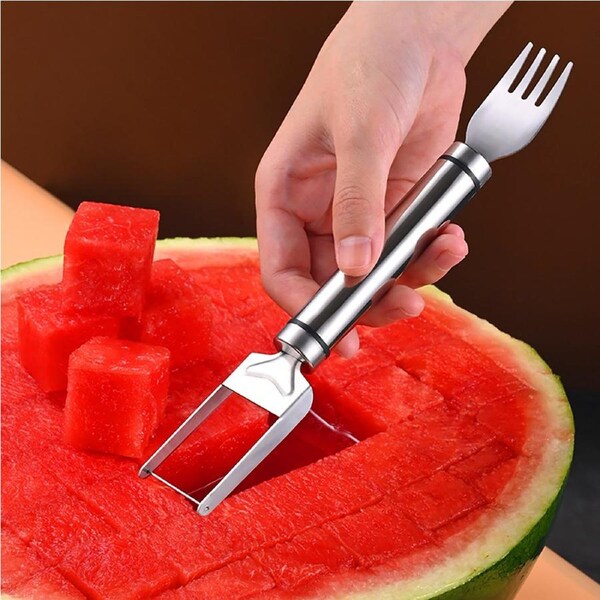 2Pcs 2 In 1 Stainless Steel Watermelon Slicer Cutter Perfect Watermelon Cutting