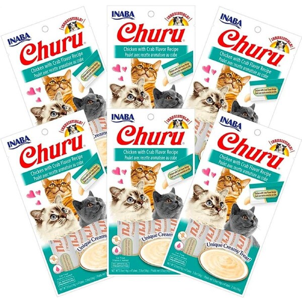 INABA Cat Puree Chicken With Crab 56G x 6 Packs Cat Treats