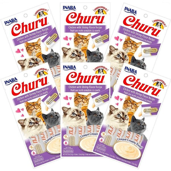 INABA Cat Puree Chicken With Shrimp 56G x 6 Packs Cat Treats