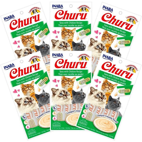 INABA Cat Puree Tuna With Chicken 56G x 6 Packs Cat Treats