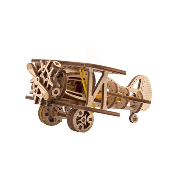 Ukraine Made Ugears Mini Biplane Wooden Mechanical Model Toy Kit