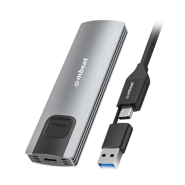 MBEAT 10Gbps M.2 NVMe SATA SSD Enclosure Easily install Versatile Storage Options up to 4TB USB Connectivity with 2-in-1 Cable