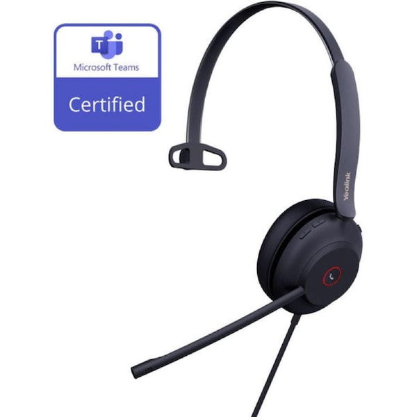 YEALINK UH37 Teams Certified USB Wired Headset, Mono, USB-C