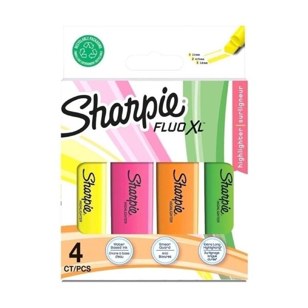 SHARPIE Hiltr Fluo XL Assorted Pack of 4 Box of 12