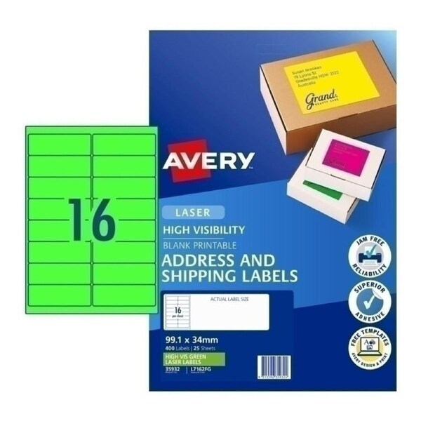 AVERY Laser Lbl Grn L7162FG Pack of 25
